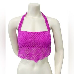 Becca by Becca Virtue Purple Lace Halter Bikini Top